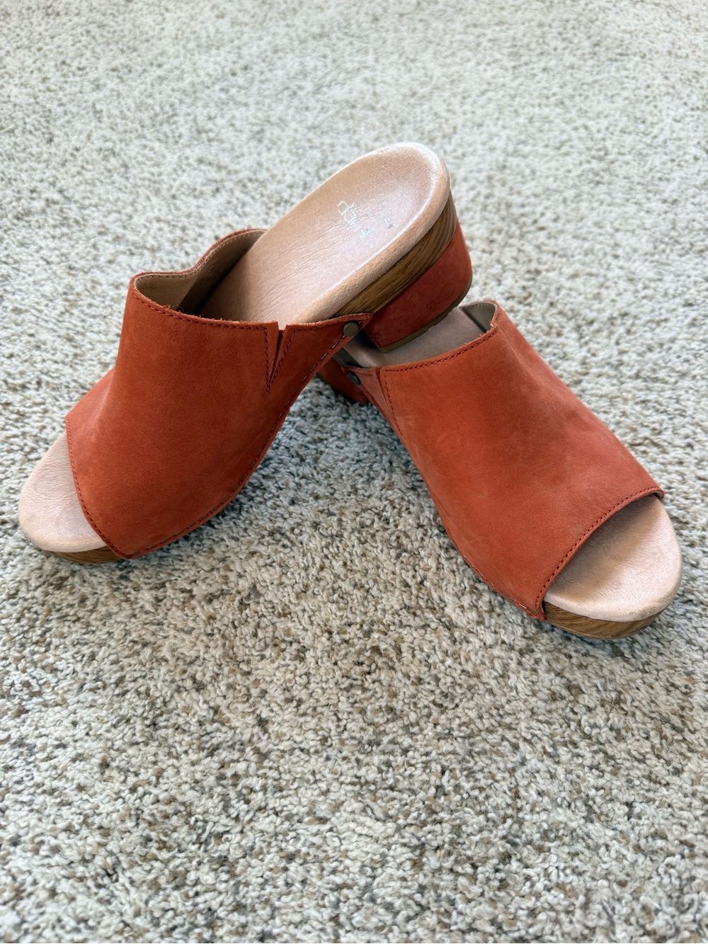 Danilo Women's Open-Toe Suede Slide Sandals - Rust